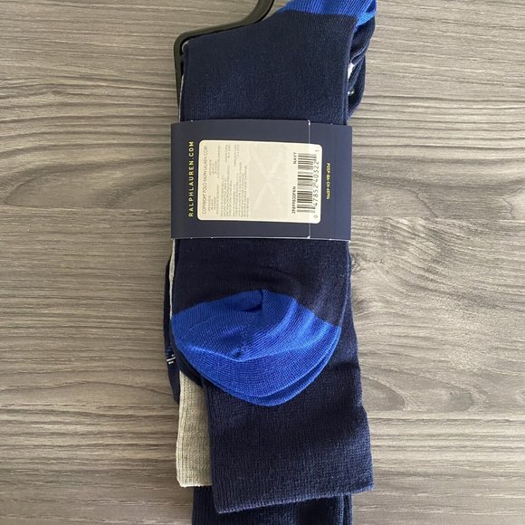 Polo Ralph Lauren Casual Dress Socks 3-Pair Navy Blue Grey Solid Diamond Pack - Picture 10 of 10